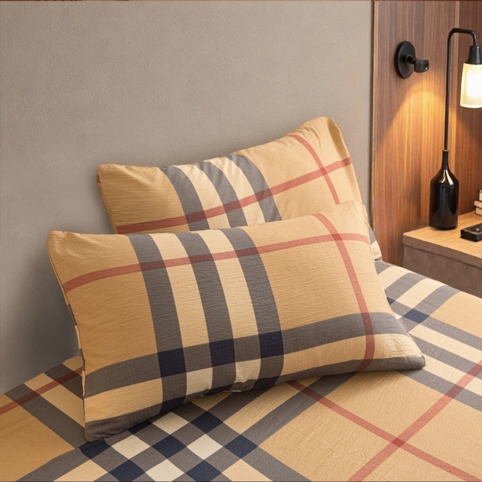 91家纺网 家纺一手货源 找家纺 友承家纺 2026最新款水洗棉无印风双层纱木棉四件套被套床单卧室床上用品学生宿舍被罩三件套床单枕套 宝利小格