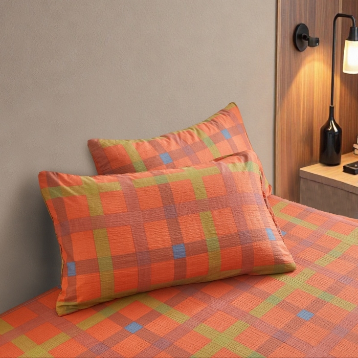 91家纺网 家纺一手货源 找家纺 友承家纺 2026最新款水洗棉无印风双层纱木棉四件套被套床单卧室床上用品学生宿舍被罩三件套床单枕套 炫彩粉