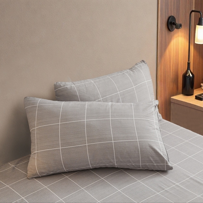 91家纺网 家纺一手货源 找家纺 友承家纺 2026最新款水洗棉无印风双层纱木棉四件套被套床单卧室床上用品学生宿舍被罩三件套床单枕套 混搭灰