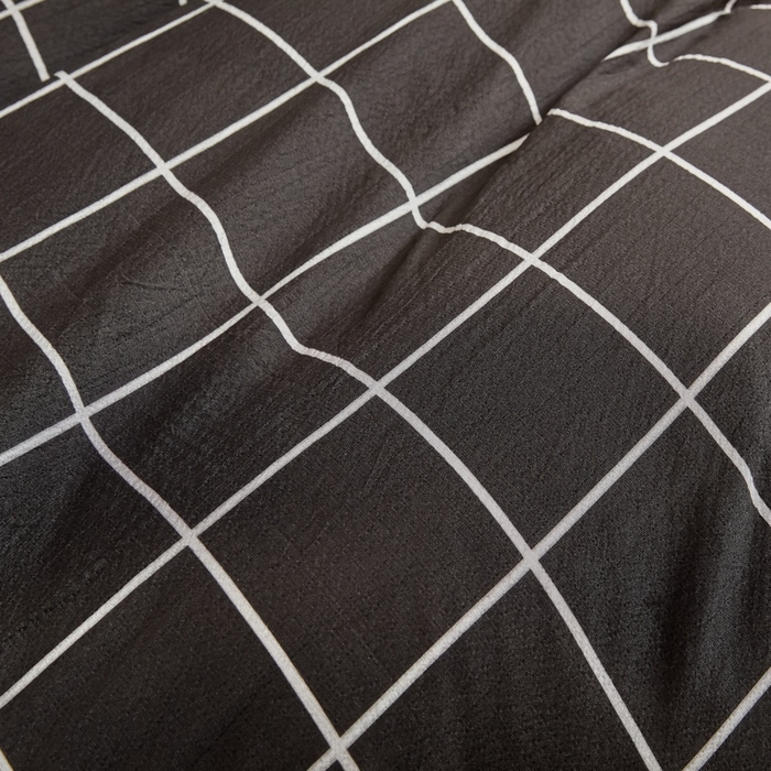 91家纺网 家纺一手货源 找家纺 友承家纺 2026最新款水洗棉无印风双层纱木棉四件套被套床单卧室床上用品学生宿舍被罩三件套床单枕套 黑白格