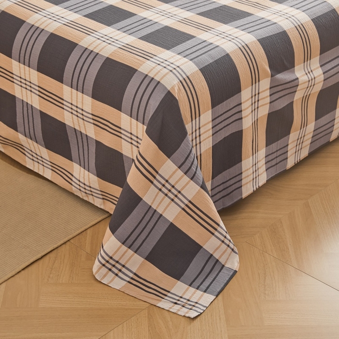 91家纺网 家纺一手货源 找家纺 友承家纺 2026最新款水洗棉无印风双层纱木棉四件套被套床单卧室床上用品学生宿舍被罩三件套床单枕套 蓝调