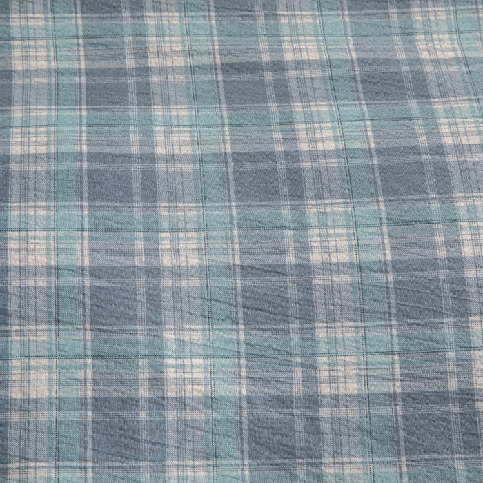 91家纺网 家纺一手货源 找家纺 友承家纺 2026最新款水洗棉无印风双层纱木棉四件套被套床单卧室床上用品学生宿舍被罩三件套床单枕套 蓝小格