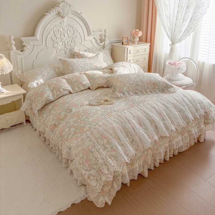 91家纺网 家纺一手货源 找家纺 恋尚 2026新款云感棉床笠式床裙四件套（控价225起） 雪妮