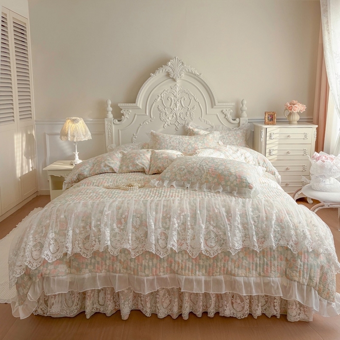 91家纺网 家纺一手货源 找家纺 恋尚 2026新款云感棉床笠式床裙四件套（控价225起） 雪妮