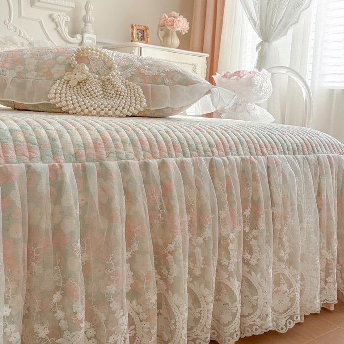 91家纺网 家纺一手货源 找家纺 恋尚 2026新款云感棉床笠式床裙四件套（控价225起） 雪妮