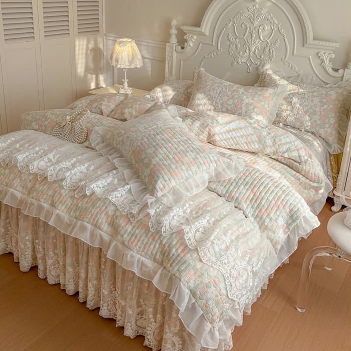 91家纺网 家纺一手货源 找家纺 恋尚 2026新款云感棉床笠式床裙四件套（控价225起） 雪妮