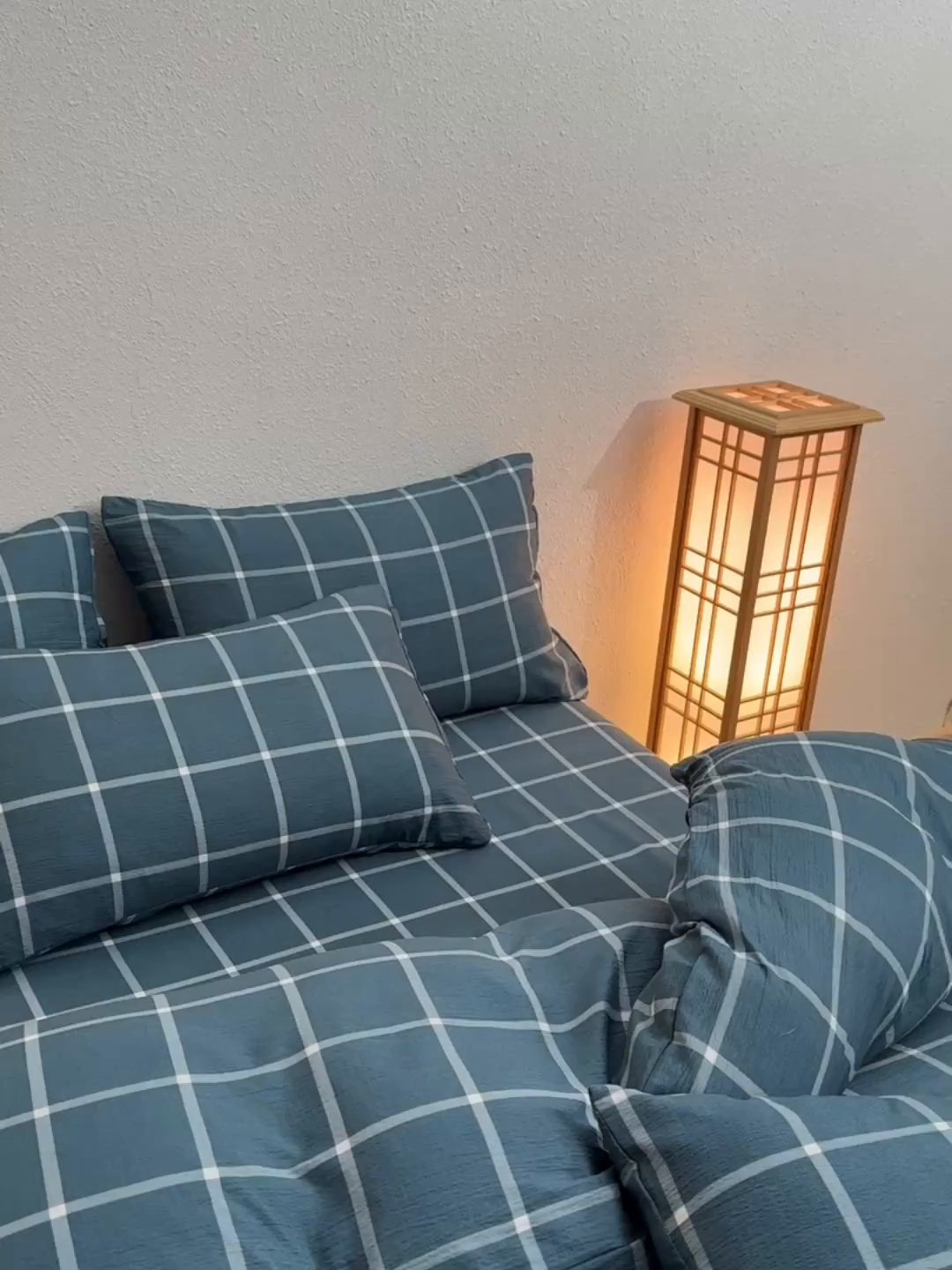 91家纺网 家纺一手货源 找家纺 友承家纺 2026最新款水洗棉无印风双层纱木棉四件套被套床单卧室床上用品学生宿舍被罩三件套床单枕套 米莱灰