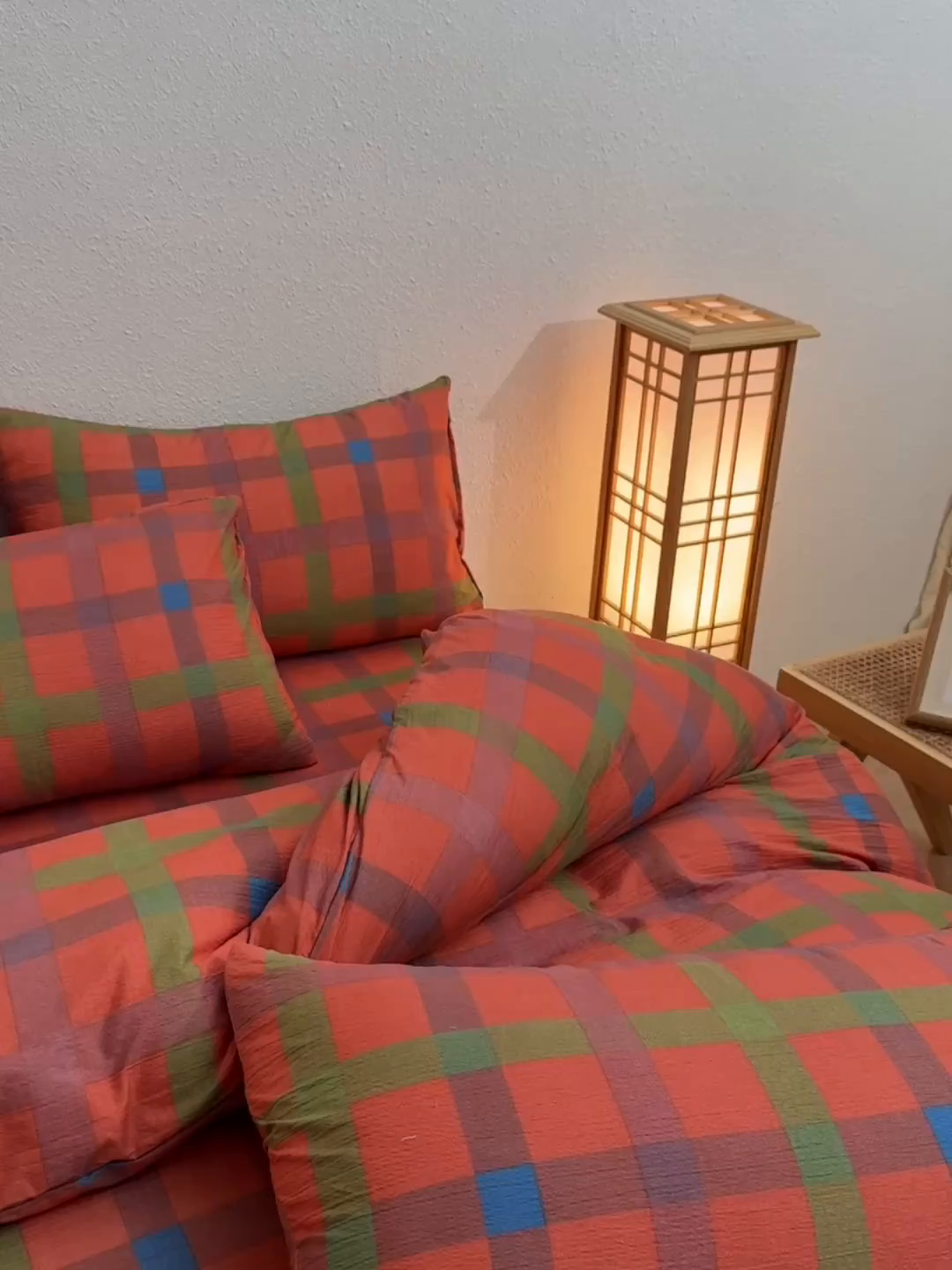 91家纺网 家纺一手货源 找家纺 友承家纺 2026最新款水洗棉无印风双层纱木棉四件套被套床单卧室床上用品学生宿舍被罩三件套床单枕套 炫彩粉