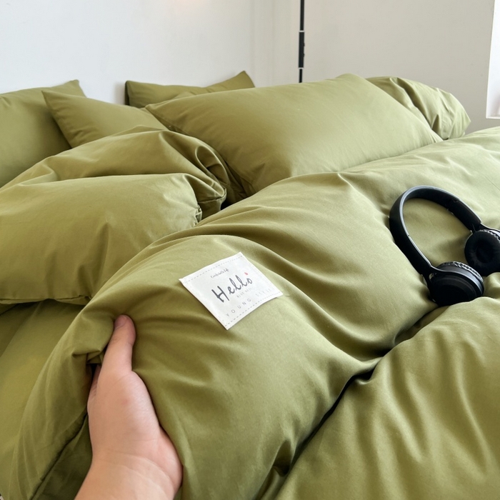友承家纺 2026新款床上用品被套单件冬季纯水洗棉被罩学生宿舍单人150x200x230cm双人磨毛被单 军绿