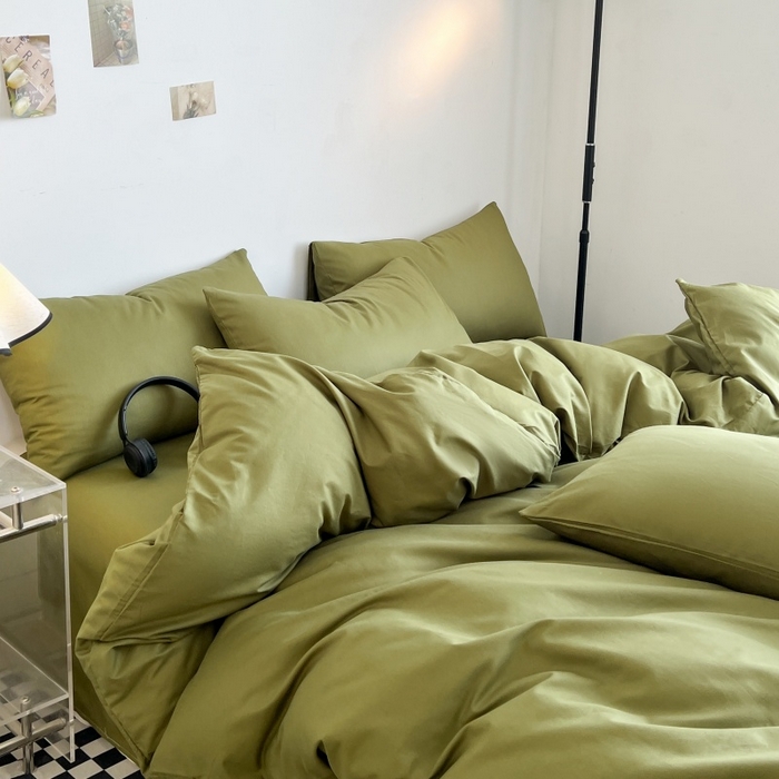 91家纺网 家纺一手货源 找家纺 友承家纺 2026新款床上用品被套单件冬季纯水洗棉被罩学生宿舍单人150x200x230cm双人磨毛被单 军绿