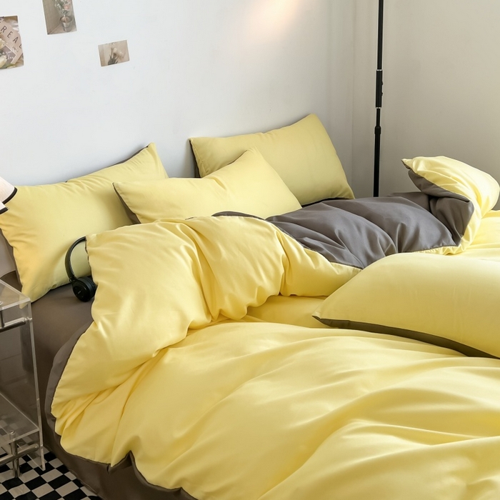 91家纺网 家纺一手货源 找家纺 友承家纺 2026新款床上用品被套单件冬季纯水洗棉被罩学生宿舍单人150x200x230cm双人磨毛被单 奶油黄