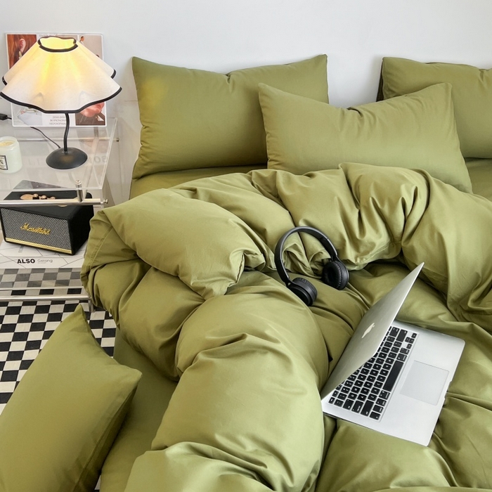 91家纺网 家纺一手货源 找家纺 友承家纺 2026新款床上用品被套单件冬季纯水洗棉被罩学生宿舍单人150x200x230cm双人磨毛被单 军绿