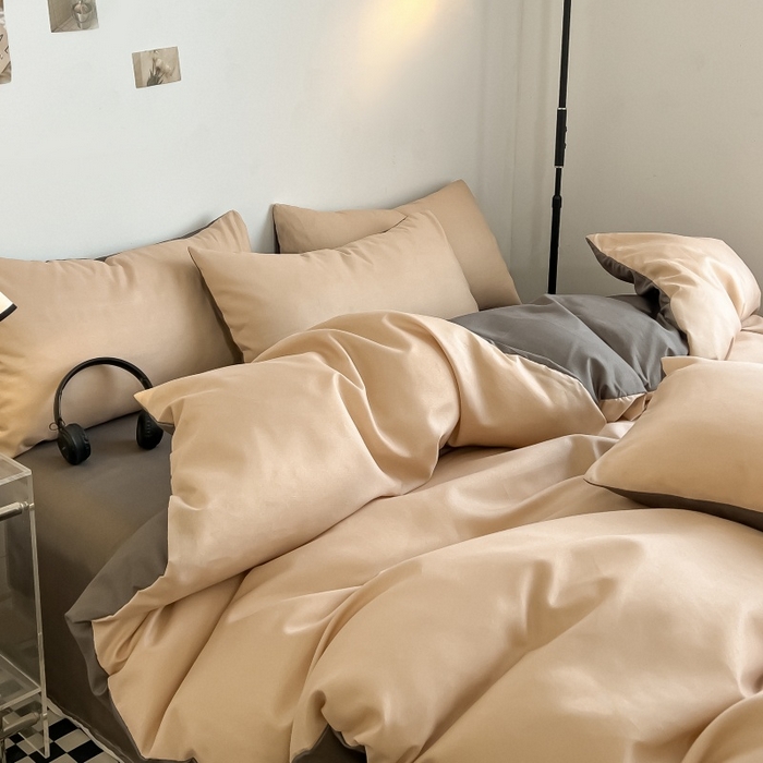 91家纺网 家纺一手货源 找家纺 友承家纺 2026新款床上用品被套单件冬季纯水洗棉被罩学生宿舍单人150x200x230cm双人磨毛被单 浅咖