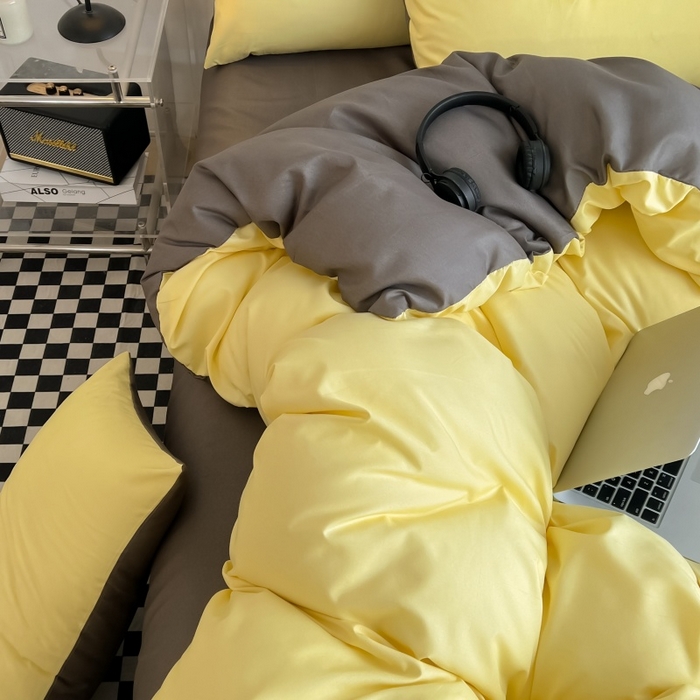 91家纺网 家纺一手货源 找家纺 友承家纺 2026新款床上用品被套单件冬季纯水洗棉被罩学生宿舍单人150x200x230cm双人磨毛被单 奶油黄