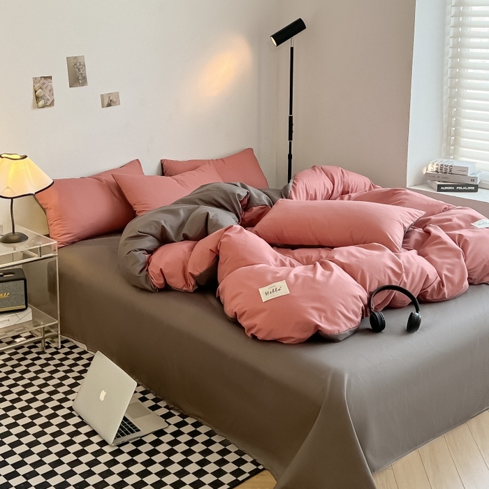 91家纺网 家纺一手货源 找家纺 友承家纺 2026新款床上用品被套单件冬季纯水洗棉被罩学生宿舍单人150x200x230cm双人磨毛被单 豆沙