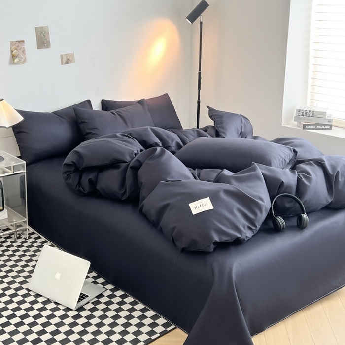 91家纺网 家纺一手货源 找家纺 友承家纺 2026新款床上用品被套单件冬季纯水洗棉被罩学生宿舍单人150x200x230cm双人磨毛被单 藏青