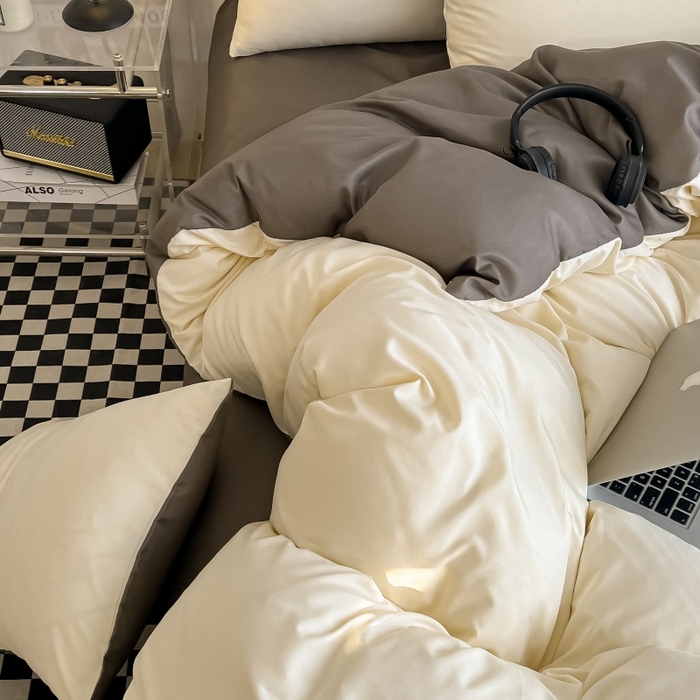 91家纺网 家纺一手货源 找家纺 友承家纺 2026新款床上用品被套单件冬季纯水洗棉被罩学生宿舍单人150x200x230cm双人磨毛被单 米黄