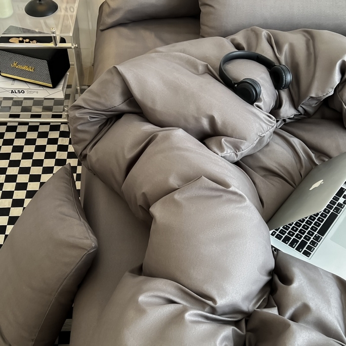 91家纺网 家纺一手货源 找家纺 友承家纺 2026新款床上用品被套单件冬季纯水洗棉被罩学生宿舍单人150x200x230cm双人磨毛被单 浅灰