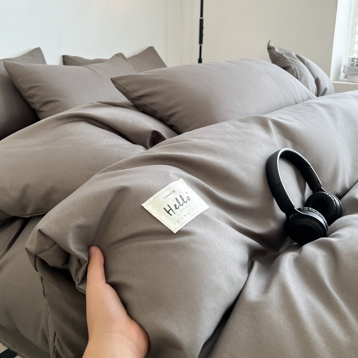 友承家纺 2026新款床上用品被套单件冬季纯水洗棉被罩学生宿舍单人150x200x230cm双人磨毛被单 浅灰