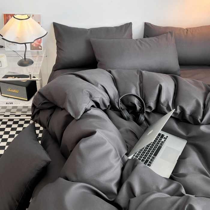91家纺网 家纺一手货源 找家纺 友承家纺 2026新款床上用品被套单件冬季纯水洗棉被罩学生宿舍单人150x200x230cm双人磨毛被单 深灰