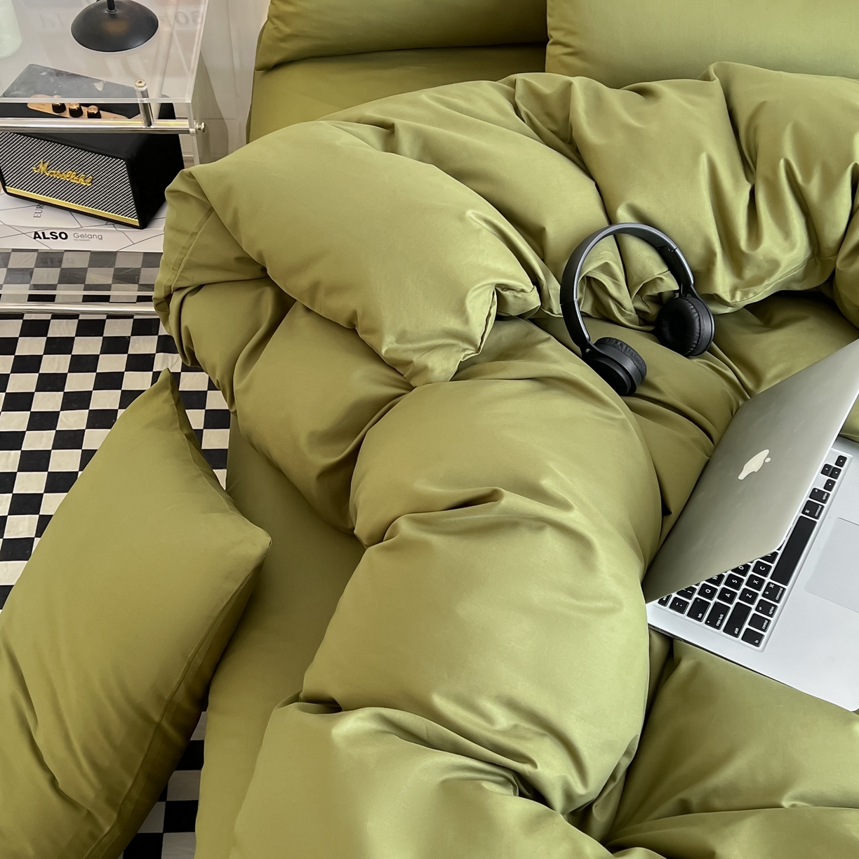 91家纺网 家纺一手货源 找家纺 友承家纺 2026新款床上用品被套单件冬季纯水洗棉被罩学生宿舍单人150x200x230cm双人磨毛被单 军绿