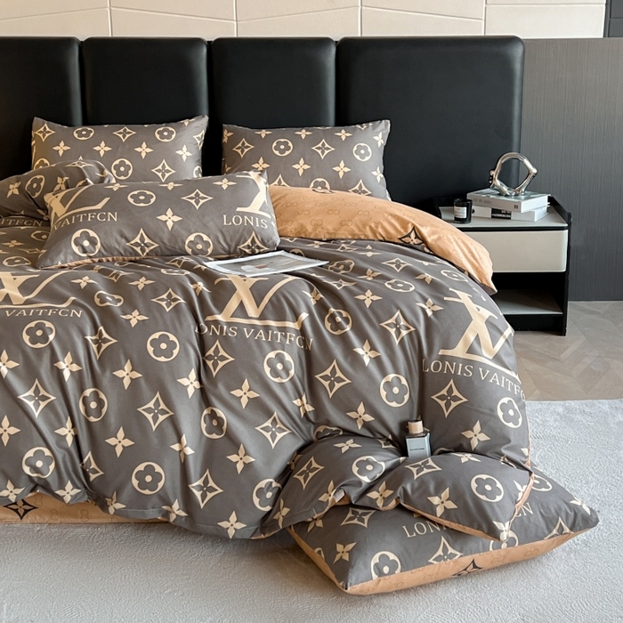 91家纺网 家纺一手货源 找家纺 友承家纺 2026新款床上用品加厚磨毛大牌风四件套春夏床单磨毛被套高级奢华宿舍三件套欧洲站 L灰