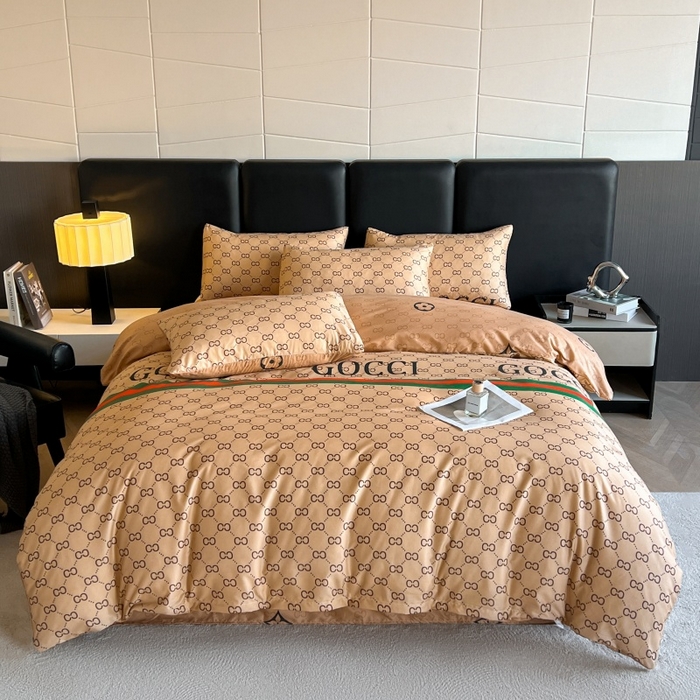 友承家纺 2026新款床上用品加厚磨毛大牌风四件套春夏床单磨毛被套高级奢华宿舍三件套欧洲站 卡其酷