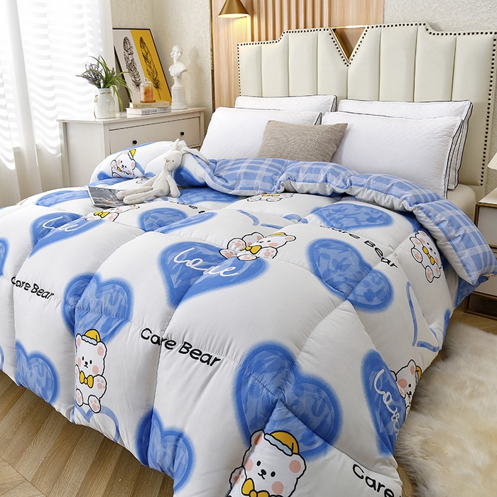 91家纺网 家纺一手货源 找家纺 友承家纺 2026新款床上用品加厚保暖冬被棉被春秋被褥被芯学生单人宿舍羽丝棉被水洗棉垫被 爱心小熊