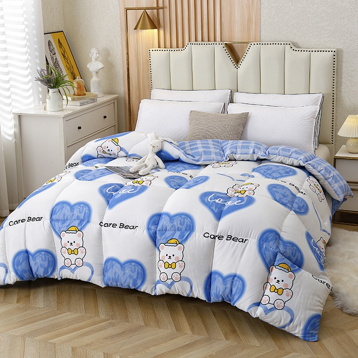 91家纺网 家纺一手货源 找家纺 友承家纺 2026新款床上用品加厚保暖冬被棉被春秋被褥被芯学生单人宿舍羽丝棉被水洗棉垫被 爱心小熊