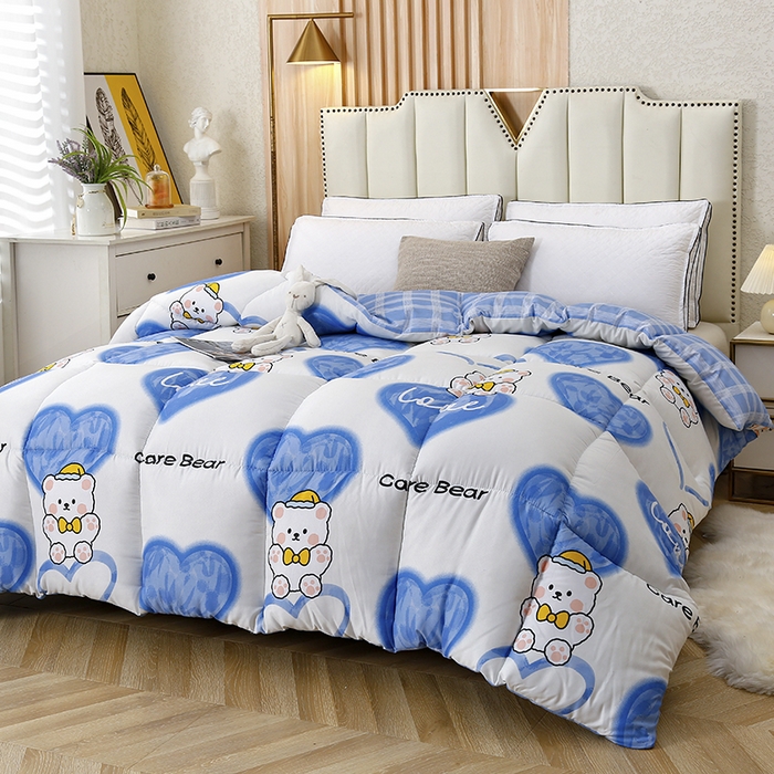 91家纺网 家纺一手货源 找家纺 友承家纺 2026新款床上用品加厚保暖冬被棉被春秋被褥被芯学生单人宿舍羽丝棉被水洗棉垫被 爱心小熊