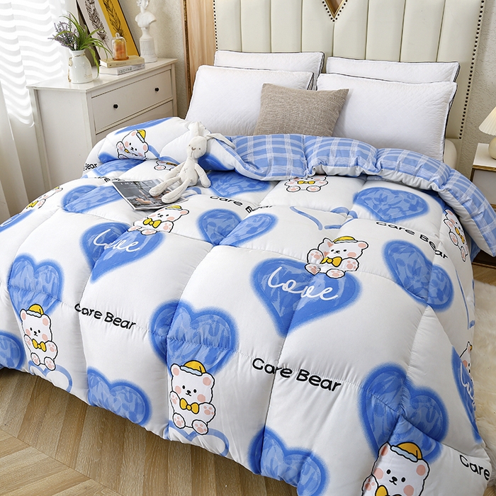 91家纺网 家纺一手货源 找家纺 友承家纺 2026新款床上用品加厚保暖冬被棉被春秋被褥被芯学生单人宿舍羽丝棉被水洗棉垫被 爱心小熊