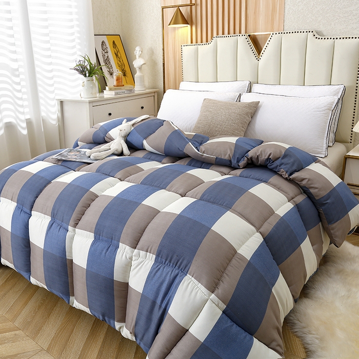 91家纺网 家纺一手货源 找家纺 友承家纺 2026新款床上用品加厚保暖冬被棉被春秋被褥被芯学生单人宿舍羽丝棉被水洗棉垫被 兰大格