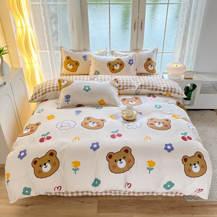 91家纺网 家纺一手货源 找家纺 友承家纺 2026新款床上用品磨毛水洗棉四件套被单被套学生宿舍单人三件套被罩单件四季通用 baby熊