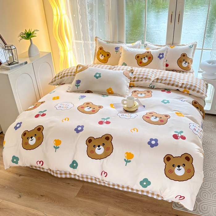 91家纺网 家纺一手货源 找家纺 友承家纺 2026新款床上用品磨毛水洗棉四件套被单被套学生宿舍单人三件套被罩单件四季通用 baby熊