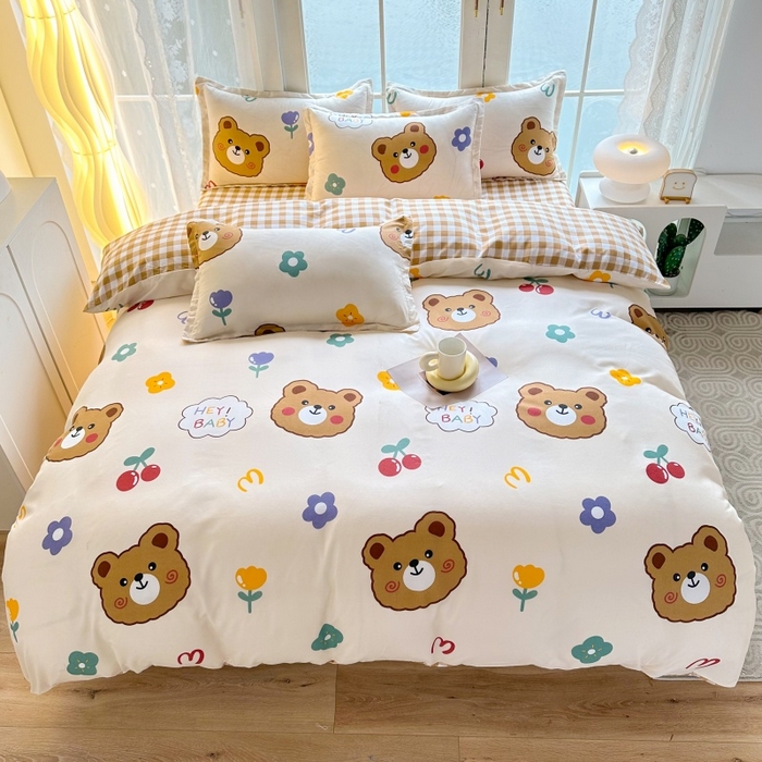 91家纺网 家纺一手货源 找家纺 友承家纺 2026新款床上用品磨毛水洗棉四件套被单被套学生宿舍单人三件套被罩单件四季通用 baby熊
