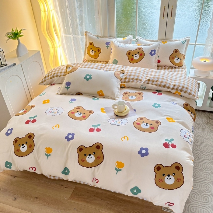 91家纺网 家纺一手货源 找家纺 友承家纺 2026新款床上用品磨毛水洗棉四件套被单被套学生宿舍单人三件套被罩单件四季通用 baby熊