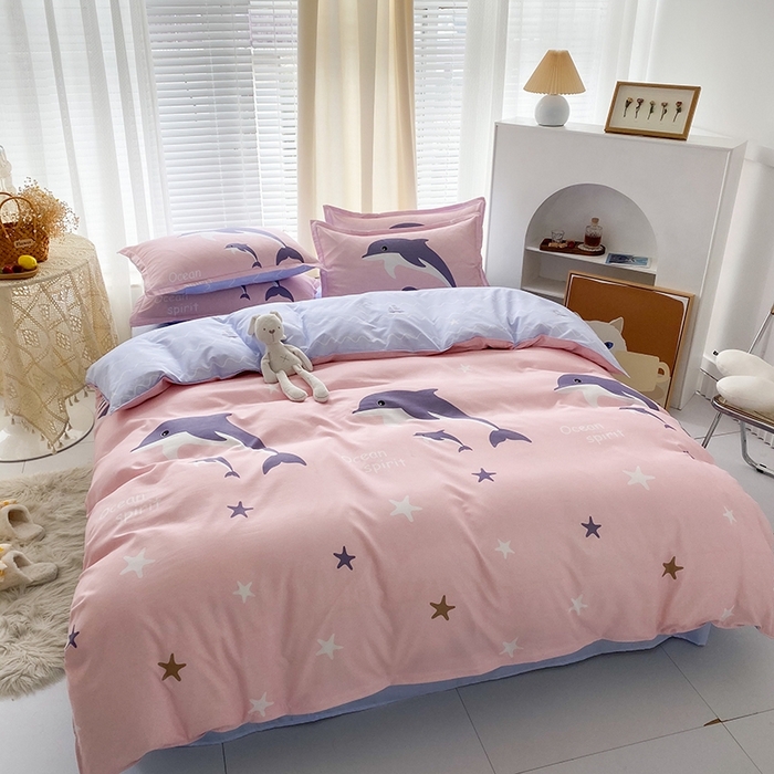 91家纺网 家纺一手货源 找家纺 友承家纺 2026新款床上用品磨毛水洗棉四件套被单被套学生宿舍单人三件套被罩单件四季通用 海豚湾