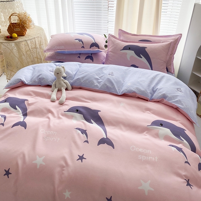 91家纺网 家纺一手货源 找家纺 友承家纺 2026新款床上用品磨毛水洗棉四件套被单被套学生宿舍单人三件套被罩单件四季通用 海豚湾