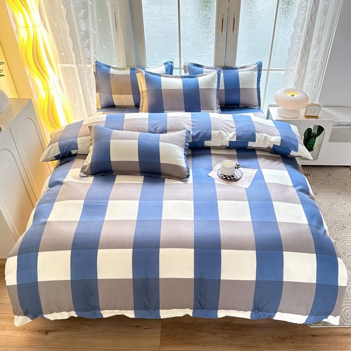 91家纺网 家纺一手货源 找家纺 友承家纺 2026新款床上用品磨毛水洗棉四件套被单被套学生宿舍单人三件套被罩单件四季通用 兰大格