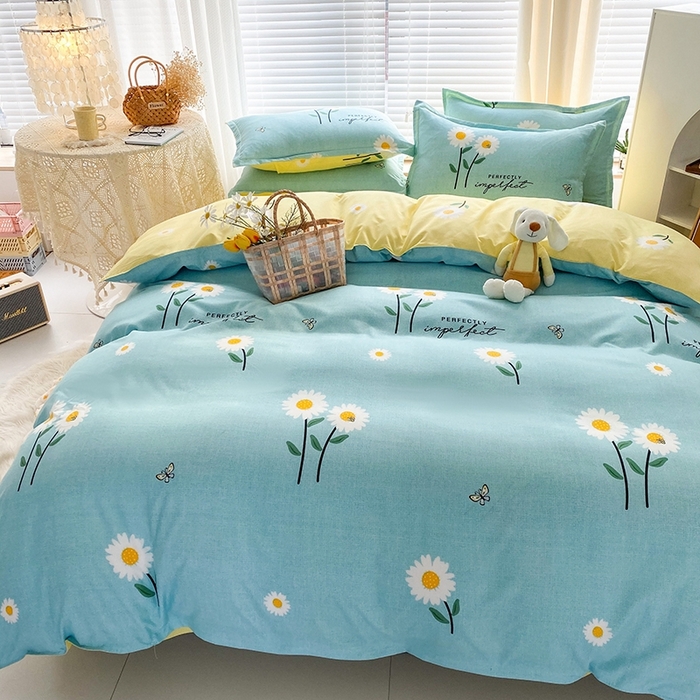 91家纺网 家纺一手货源 找家纺 友承家纺 2026新款床上用品磨毛水洗棉四件套被单被套学生宿舍单人三件套被罩单件四季通用 网红雏菊兰