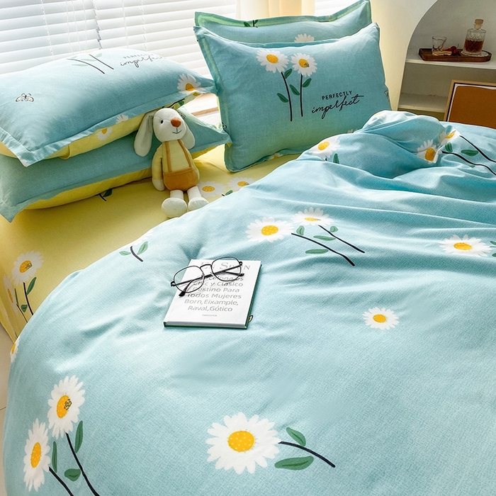 91家纺网 家纺一手货源 找家纺 友承家纺 2026新款床上用品磨毛水洗棉四件套被单被套学生宿舍单人三件套被罩单件四季通用 网红雏菊兰