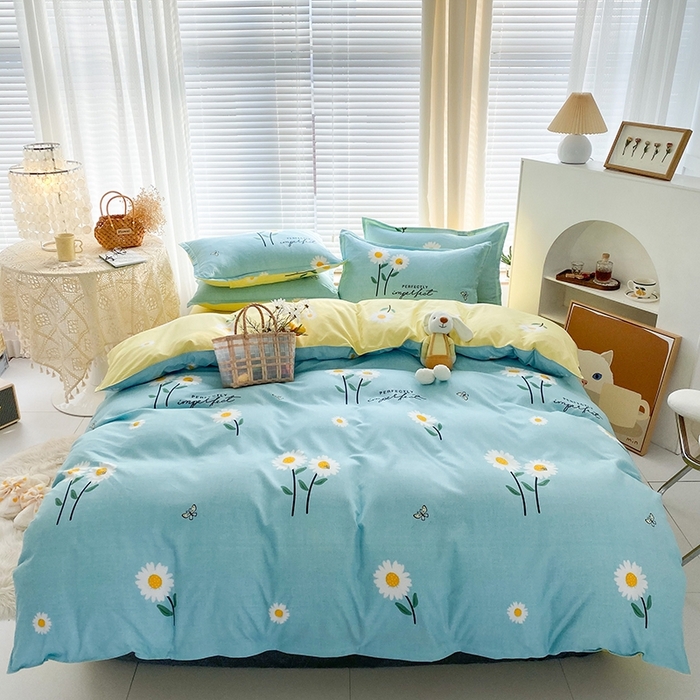 91家纺网 家纺一手货源 找家纺 友承家纺 2026新款床上用品磨毛水洗棉四件套被单被套学生宿舍单人三件套被罩单件四季通用 网红雏菊兰