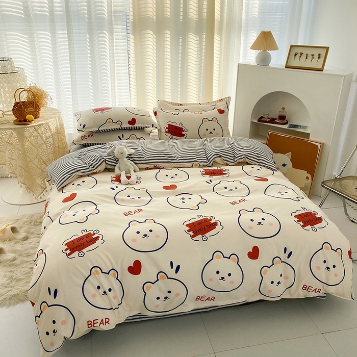 91家纺网 家纺一手货源 找家纺 友承家纺 2026新款床上用品磨毛水洗棉四件套被单被套学生宿舍单人三件套被罩单件四季通用 小可爱