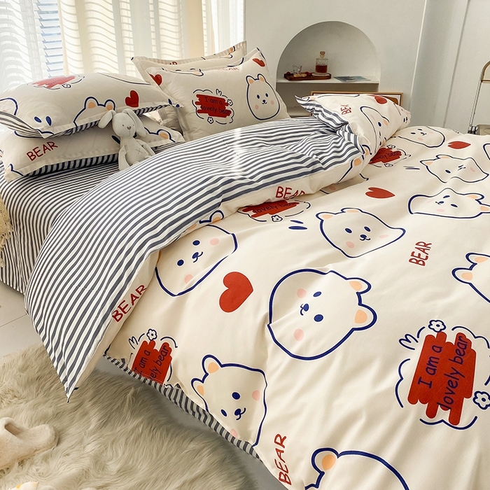 91家纺网 家纺一手货源 找家纺 友承家纺 2026新款床上用品磨毛水洗棉四件套被单被套学生宿舍单人三件套被罩单件四季通用 小可爱