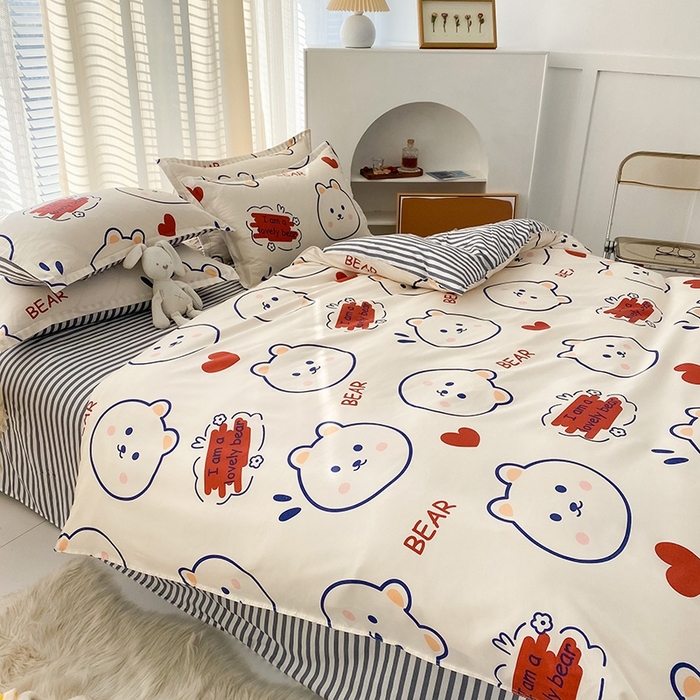 91家纺网 家纺一手货源 找家纺 友承家纺 2026新款床上用品磨毛水洗棉四件套被单被套学生宿舍单人三件套被罩单件四季通用 小可爱