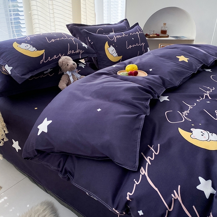 91家纺网 家纺一手货源 找家纺 友承家纺 2026新款床上用品磨毛水洗棉四件套被单被套学生宿舍单人三件套被罩单件四季通用 星空之约