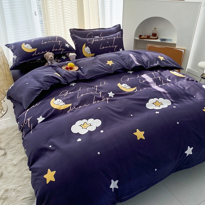 91家纺网 家纺一手货源 找家纺 友承家纺 2026新款床上用品磨毛水洗棉四件套被单被套学生宿舍单人三件套被罩单件四季通用 星空之约