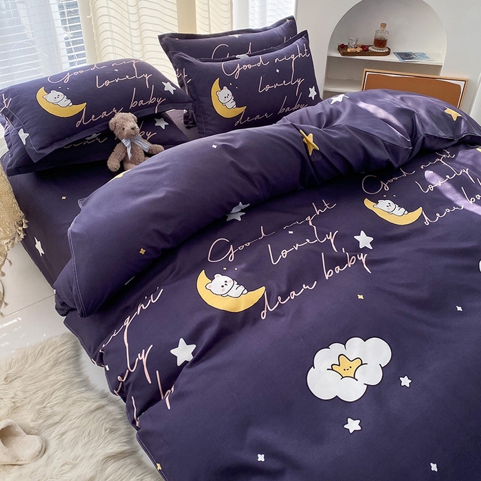 91家纺网 家纺一手货源 找家纺 友承家纺 2026新款床上用品磨毛水洗棉四件套被单被套学生宿舍单人三件套被罩单件四季通用 星空之约