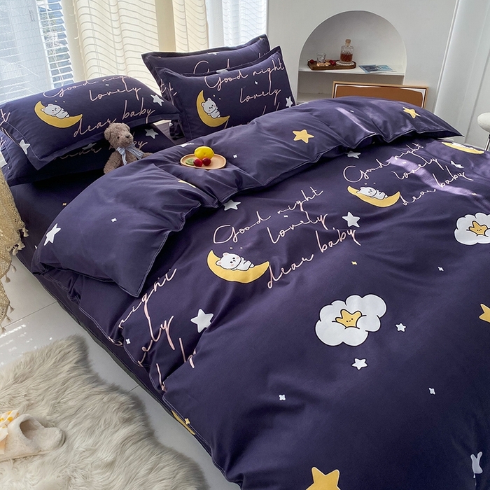 91家纺网 家纺一手货源 找家纺 友承家纺 2026新款床上用品磨毛水洗棉四件套被单被套学生宿舍单人三件套被罩单件四季通用 星空之约