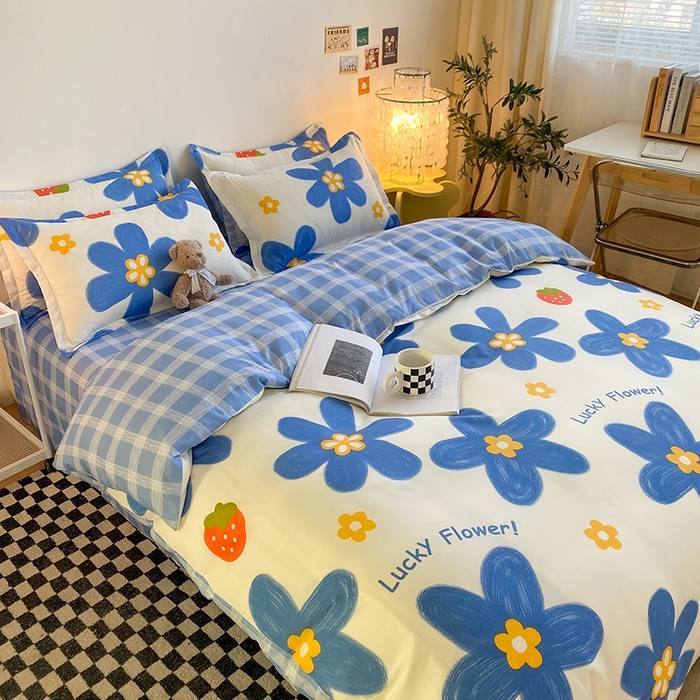 91家纺网 家纺一手货源 找家纺 友承家纺 2026新款床上用品磨毛水洗棉四件套被单被套学生宿舍单人三件套被罩单件四季通用 幸运花